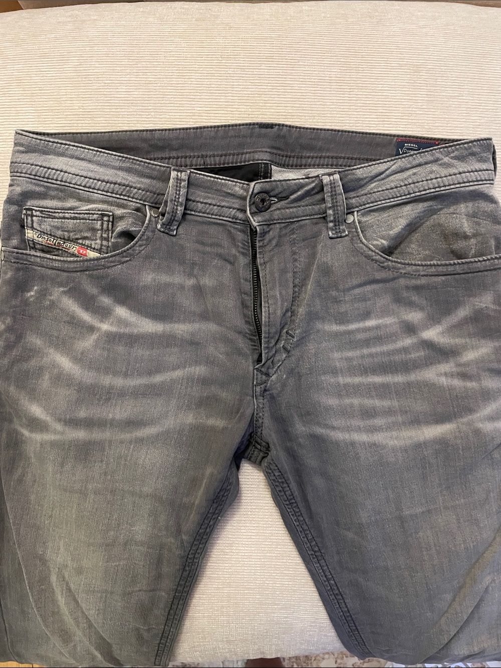 Men's Diesel Industry (Denim+Sweat Panys) Slim Straight Gray Washed Jeans-32w